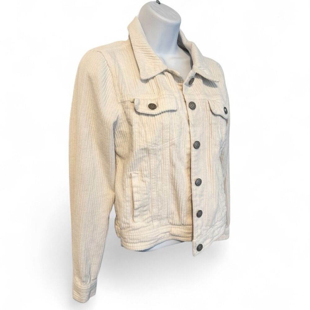 1 Sunset Lane Women's Cream Corduroy Button-Up Jacket Size Small